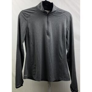 Danskin Now Jacket Women S Gray 1/4 Zip Top Thumb Holes Stretch Activewear Mock